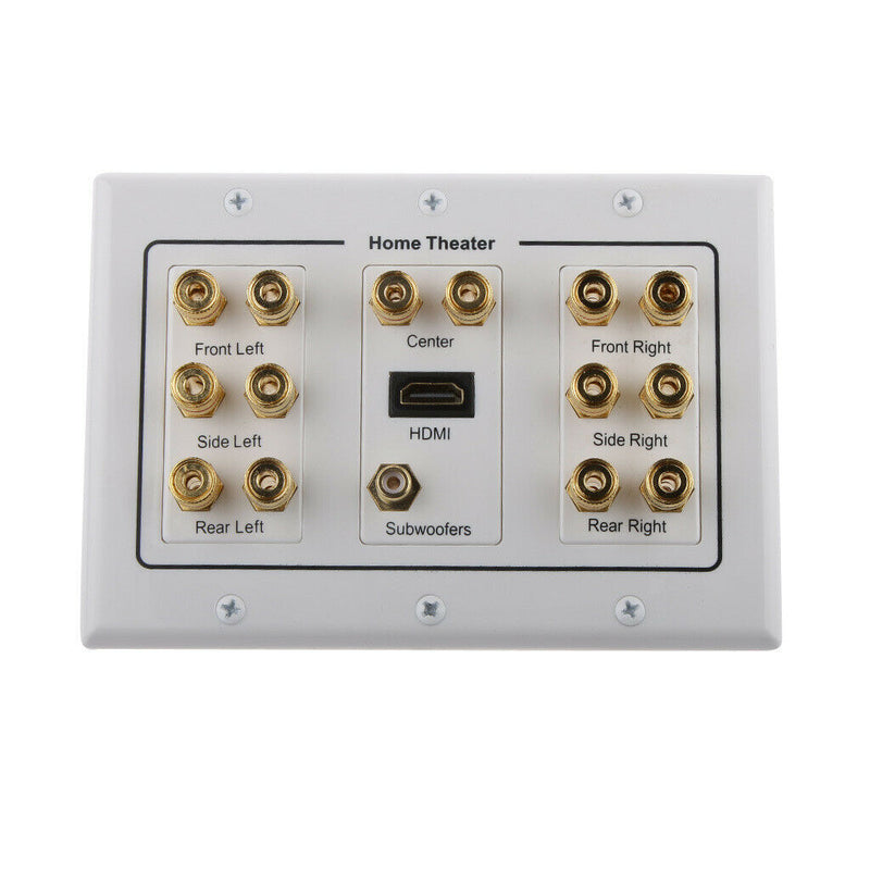 Home Theater 7.1 Surround Sound Speaker Wall Plate + HDMI + Audio Banana