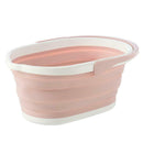 Foldable Mop Bucket Portable Wash Basin Dishpan Bathroom Home (Pink)