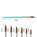 6X Pure Kolinsky Sable Acrylic Nail brush Crimped Round Metal Handle Blue
