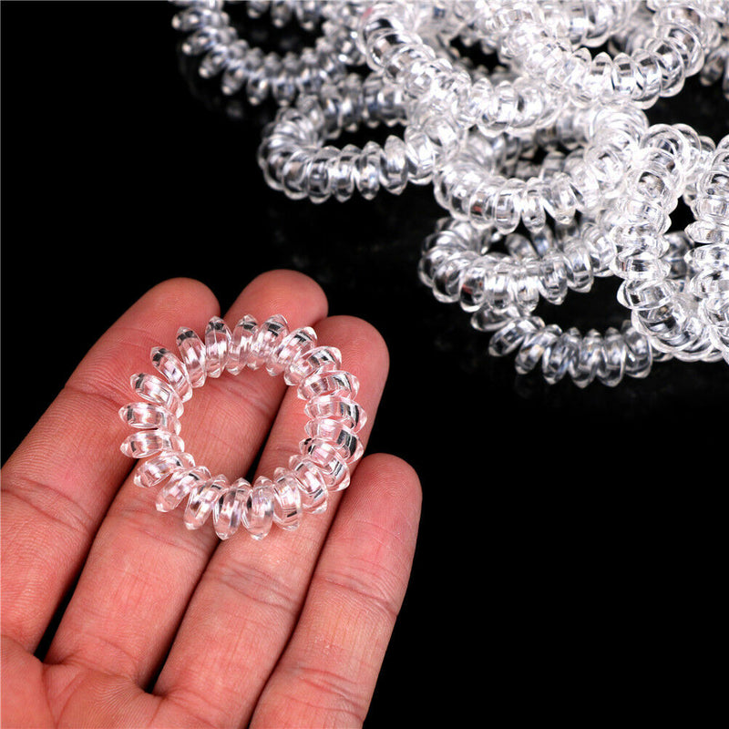 10x Clear Elastic Telephone Line Wire Hair Band Ropes Holders Head Accessory %x