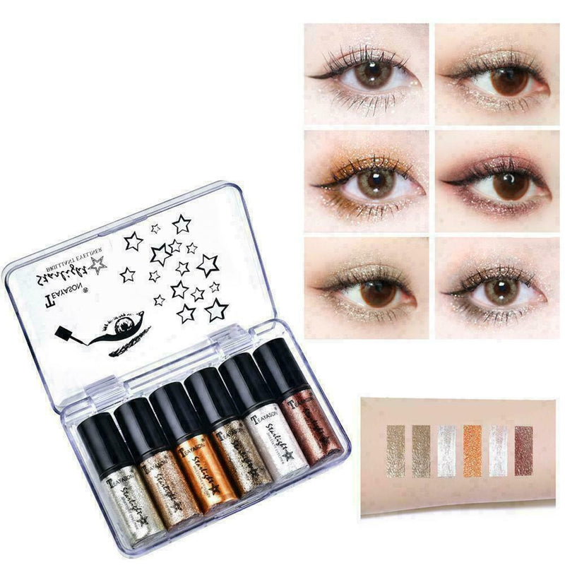 6Pcs/Box Professional Shiny Women Liquid Eyeliners Pigment Glitter E5J5 D2M9