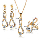 Fashion Bridal Crystal Infinite Necklace Earrings Rings Wedding Jewelry Set N 3C