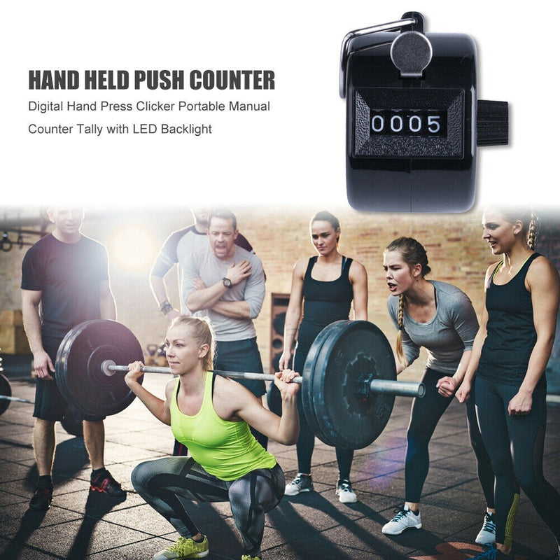 Digital Hand Press Clicker Portable Manual Tally with LED Backlight (Black)