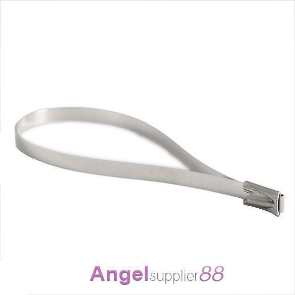 100PC Stainless Steel 4.6x200mm Metal Exhaust Wrap Coated Locking Cable Zip Ties