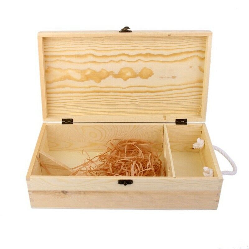 Double Carrier Wooden Box for Wine Bottle Gift Decoration W5O3