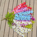 2Pcs Artificial 5-Fork Silk Hanging Plants Lilac Flower Garland Decor White