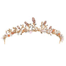 Baroque Rhinestone Pink Crystal Beads Bride Crown Tiara Wedding Bridal Diad