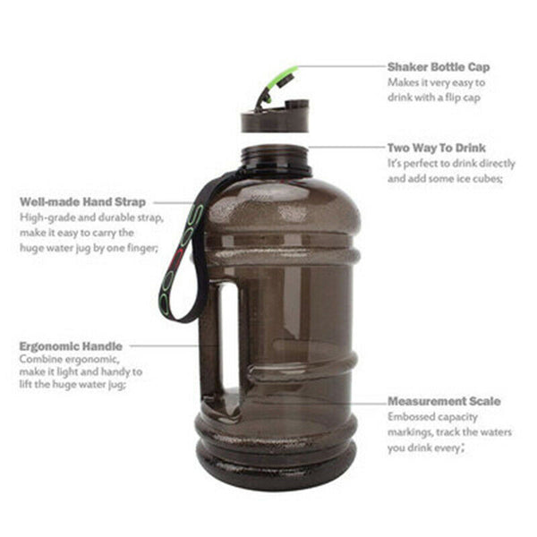 2.2L Large Capacity Fitness Camping Sport Water Bottle Free  Flip Cover Drin Ew