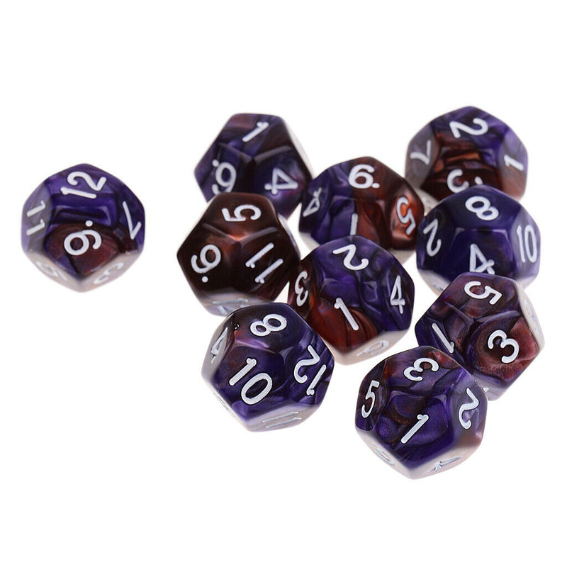 10pcs 12 Sided Dice D12 Polyhedral Dice for    DND MTG RPG High quality Purple