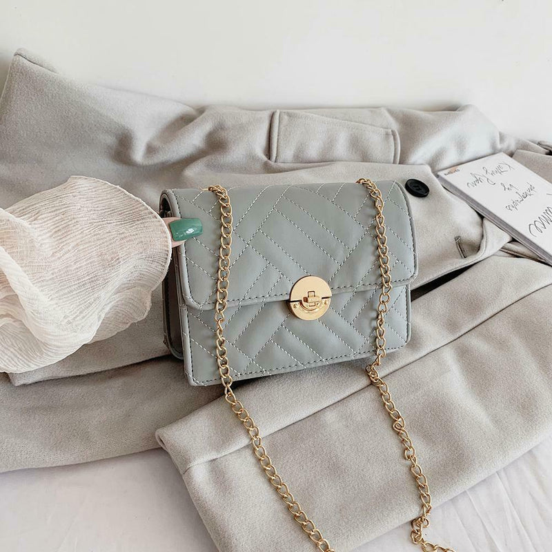 Fashion Women Messenger Shoulder Bag Leather Flap Crossbody Handbag (Grey)