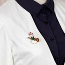Brooch for Christmas Series Snowman Shape Play Guitar Buttonhole Pins Badge