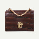 Elegant Women Pure Mini Shoulder Bags Leather Chain Messenger Bag (Brown)