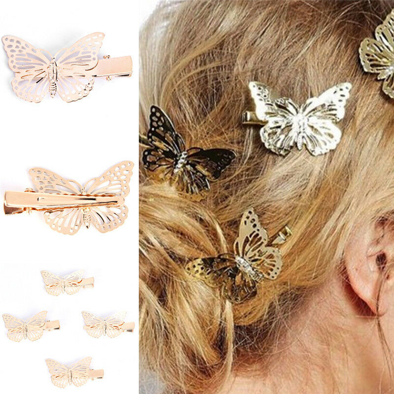 1X Women Shiny Golden Butterfly Hair Clip Headband Hair Accessories Headpiece  Z