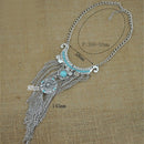 New Retro Bohemian Gypsy Style Turquoise Tassel  Chain Choker Pendant Necklace