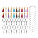 90Pcs Keychain Clear Acrylic Circle Discs Blanks Tassel Pendant Keyrings DIY Set