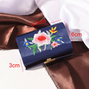 Double Support Embroidered Lipstick Case Holder With Mirror Inside Snap-On M&E