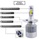 1pair COB H4 C6 3800LM 36W LED Car Headlight Kit Hi/Lo Turbo Light Bulbs 6000J&f