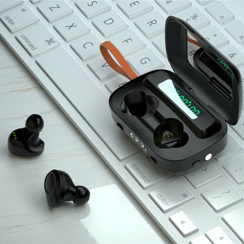 Mini Wireless Earbud Headset CVC Noise Canceling with Mic Mirror Flashlight