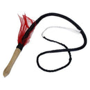 1Pc Black Cowhide Wooden Hand-braided Leather Pull Whip Bullwhip with Handle
