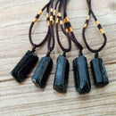 Natural Black Tourmaline Schorl Pendant Chunk Reiki PROTECTION Chakra New X A8V6