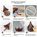 300ml Wooden Textured Mist Humidifier Oil Essential Diffuer w/ Light Brown