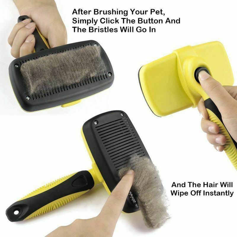 Pet Grooming Brush, Self-Cleaning Slicker Brushes, Best Shedding Tools For  A2J4