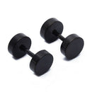 5X(1 Pair of Men's Barbell Stainless Steel Ear Studs Earrings Black 6mm E4S5)