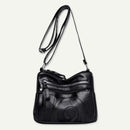 Hit Color Shoulder Messenger Handbags Women Leather Crossbody Bags (Black)