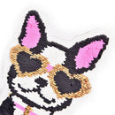 dog wearing heart glasses reversible change color sequins sew on patches stickME
