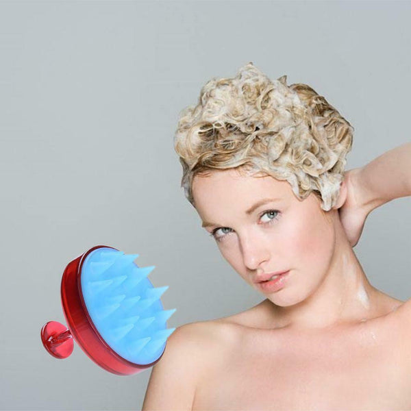 Silicone Head Shampoo Scalp Massage Brush Hair Scalp Washing Comb(Red) A#S