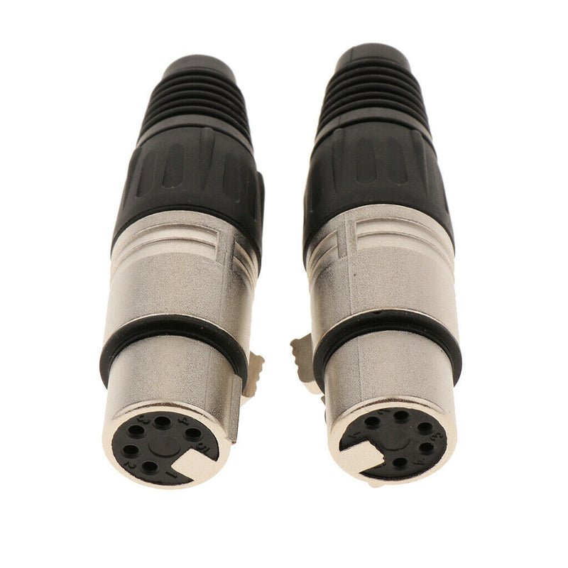 2 Pieces in 1 Package, 5 Pin XLR Plug Female Jack Mic Jack Plug Socket Connector