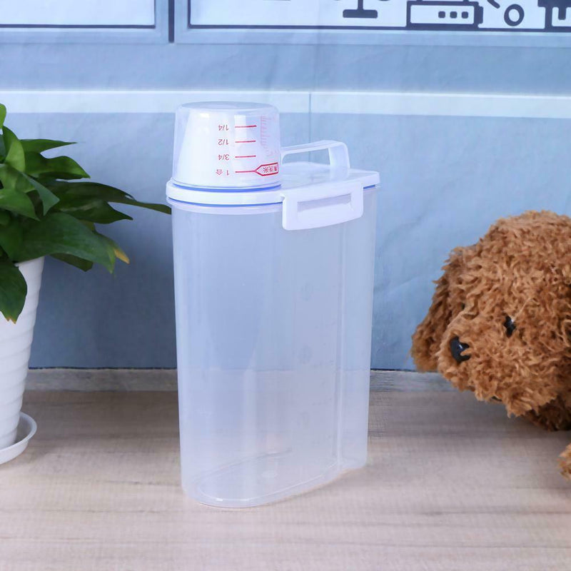 Pet Food Storage Barrels Container Dry Food Dispenser with Measuring Cup