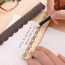 2 Pcs Beautiful Stylish Korea Stationery Lace Wood Ruler Sewing Ruler Offic V3Y9