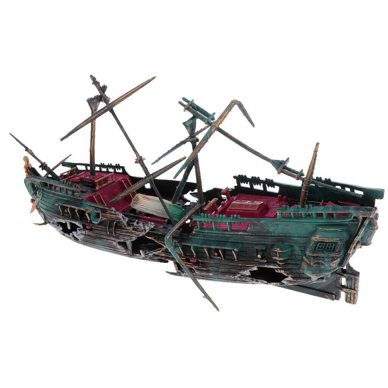 Aquarium Decoration Air Split Shipwreck Aquarium Ornament