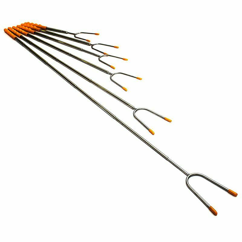 6 Premium Marshmallow Roasting Sticks 45 Inches Extra Long Extendable StainlP3Q8