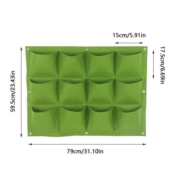 Plant Grow Bag, 12 Pockets Degradable Vertical Hanging Wall Garden Plant Gr