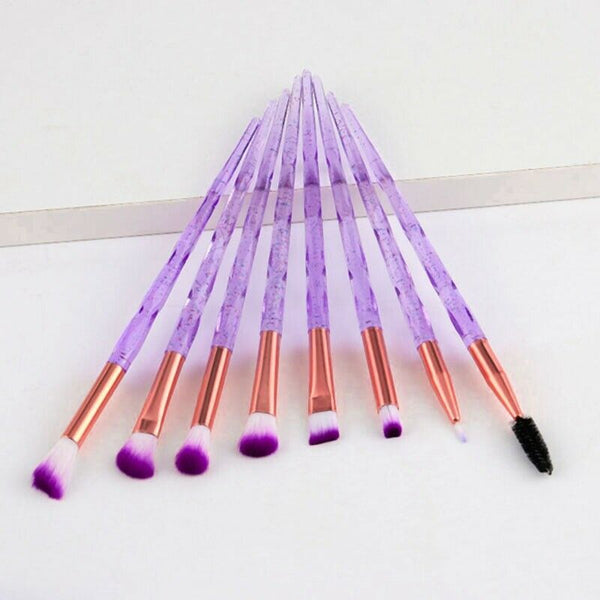 10Pcs Diamond Handle Makeup Brushes Set Crystal Spiral Handle Foundation Bl P5P3