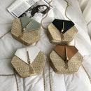 Straw Tassel Beach Woven Women Bags Hexagon Summer Chain Knitting Shoulder
