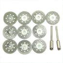 10pcs Diamond Cut Off Disc Cutting for Proxxon Tool +2 PCs Mandrel
