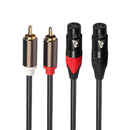 2RCA Male Plug to Dual XLR 3Pin Female Audio Cable Amplifier Mixing Plug Wire