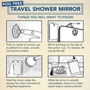 Unbreakable Travel Portable Anti-Fog Shower Shaving Mirror with Suction Hook