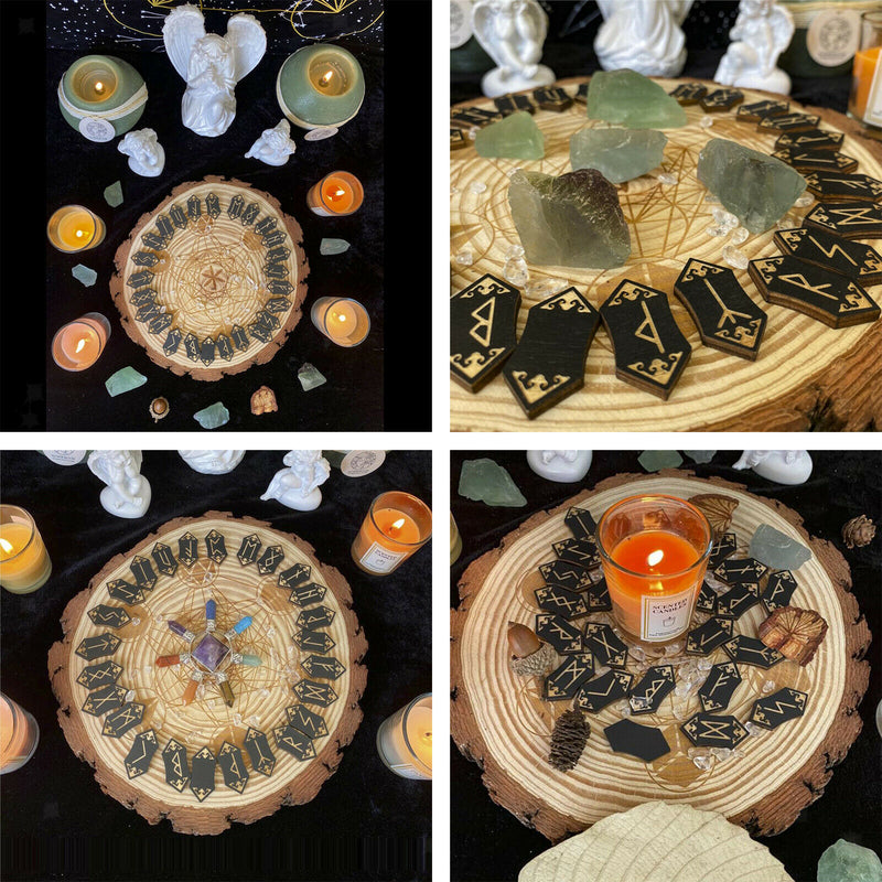 Divination Handmade Rune Stones Card Set Nordic with Bag Props Home Toys