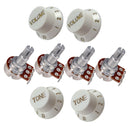 4 Piece White Speed Control Knobs 2 Volume 2 Tones and 4 Piece Guitar