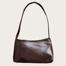 Simple Women Shoulder Bag Leather Totes Retro Travel Handbag (Dark Brown)