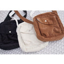 Winter Women Corduroy Flap Bag Female Canvas Zipper Shoulder & Crossbody Ba