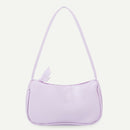 Women Handbags Solid Color PU Leather Female Shoulder Underarm Bag (Purple)