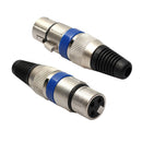 5 Pairs XLR 3 Pin Female MIC Jack Plug Audio Microphone Cable Connector Blu