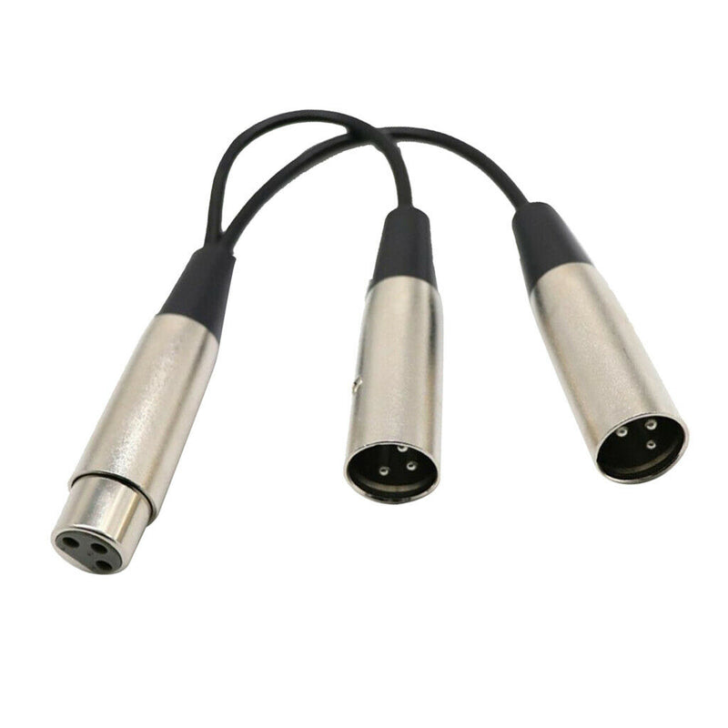 1pc Dual 2 XLR Male to 3 Pin Female Cable Cord Jack Mic Y Splitter Adaptor