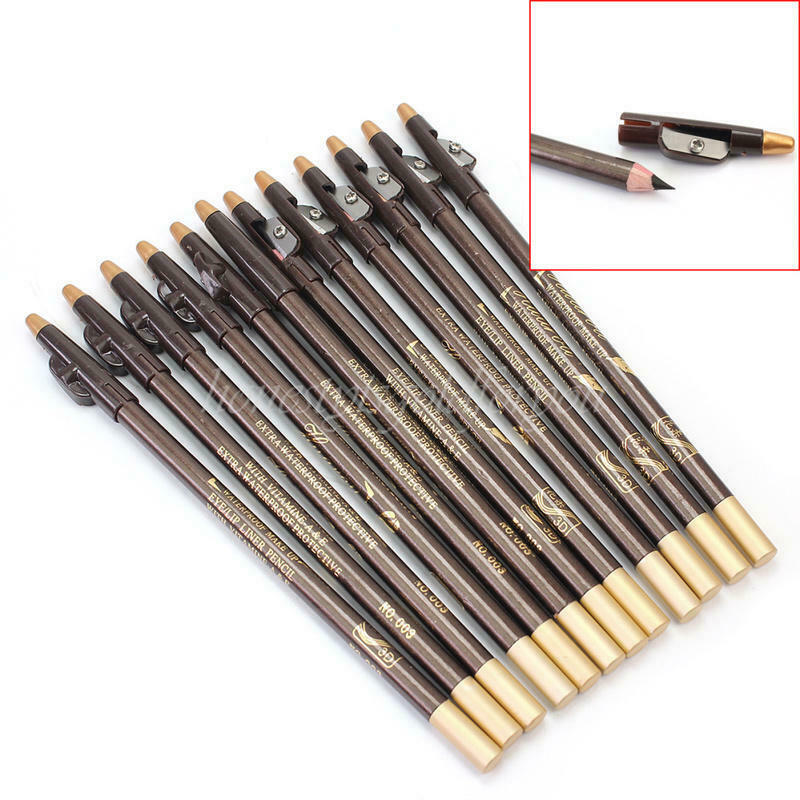 12X 19cm Long Brown Eyebrow Eye Liner Pen Pencil Cosmetics with Sharpen New