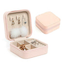 Portable Earrings Rings Storage Box PU Leather Jewelry Display Case (Pink) A